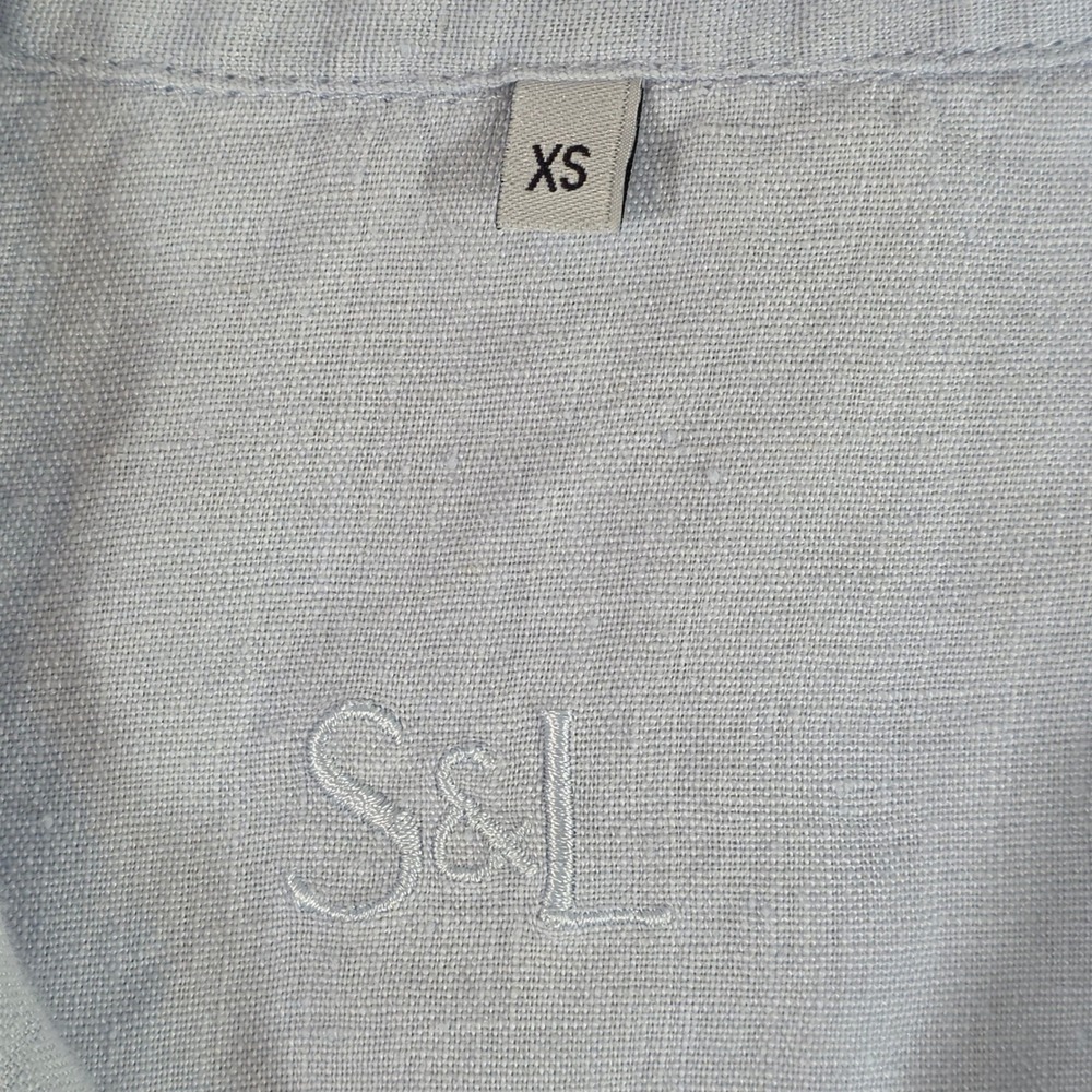 Serena & Lily Hyannis Port 100% Linen Pajama Set Coastal Blue Womens XS - Picture 4 of 10